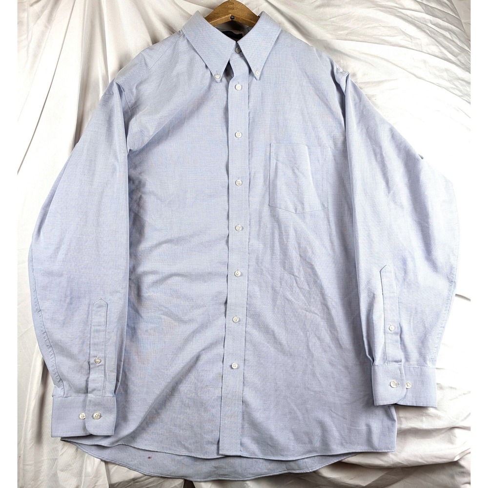 Stafford Essentials Mens Classic Fit Blue Oxford Button Down Shirt 16.5 34-35